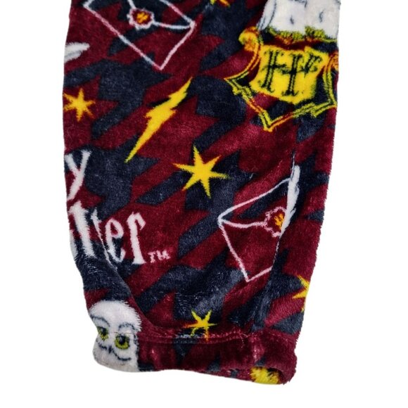 Harry Potter Pants Womens Medium Red Wizard Hogwarts Owl Hedwig Fuzzy Pajama - Picture 3 of 7